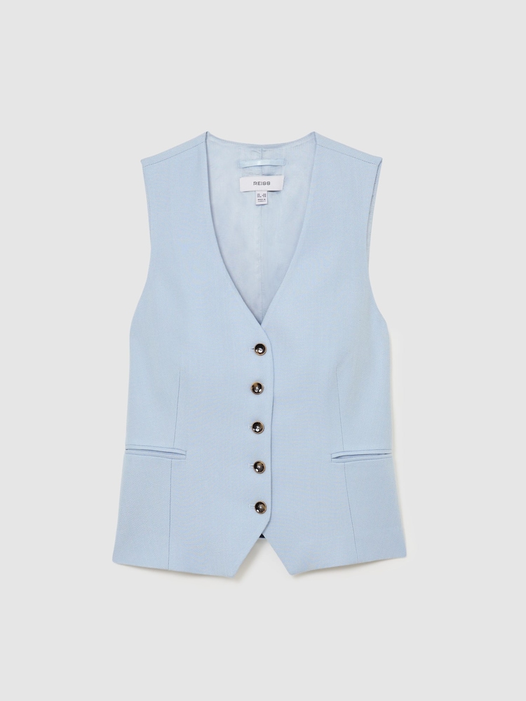 Reiss Blue Magda Button-Through Tailored Waistcoat - Image 2 of 8