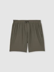 Reiss Dark Sage Green Ajay Seersucker Drawstring Shorts - Image 2 of 6