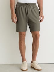 Reiss Dark Sage Green Ajay Seersucker Drawstring Shorts - Image 3 of 6