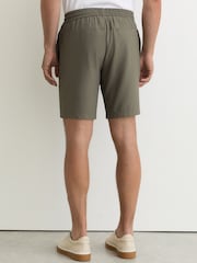 Reiss Dark Sage Green Ajay Seersucker Drawstring Shorts - Image 5 of 6