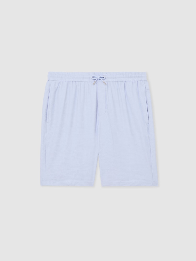 Reiss Soft Blue Ajay Seersucker Drawstring Shorts - Image 2 of 6