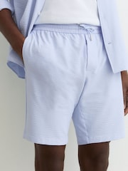 Reiss Soft Blue Ajay Seersucker Drawstring Shorts - Image 4 of 6