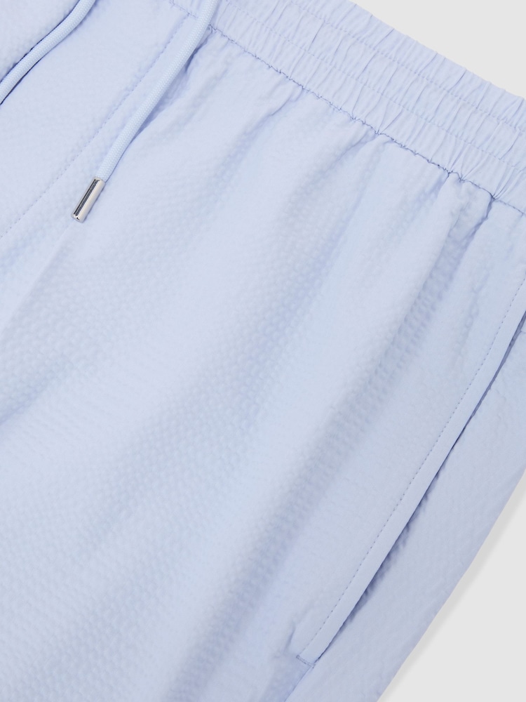 Reiss Soft Blue Ajay Seersucker Drawstring Shorts - Image 6 of 6