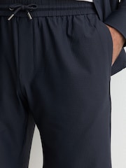 Reiss Navy Ajay Seersucker Drawstring Shorts - Image 4 of 6