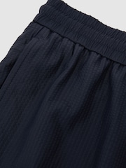 Reiss Navy Ajay Seersucker Drawstring Shorts - Image 6 of 6