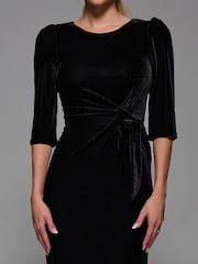 Jolie Moi Black Side Tie Velvet Bodycon Dress - Image 3 of 6