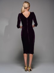 Jolie Moi Purple Side Tie Velvet Bodycon Dress - Image 2 of 6