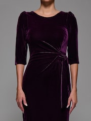 Jolie Moi Purple Side Tie Velvet Bodycon Dress - Image 3 of 6