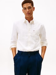 Tommy Hilfiger White Regular Fit Pinstripe Oxford Shirt - Image 1 of 5