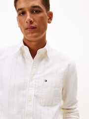 Tommy Hilfiger White Regular Fit Pinstripe Oxford Shirt - Image 2 of 5