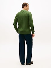 Tommy Hilfiger Green Cable Knit Polo Jumper - Image 2 of 5