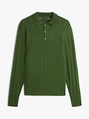 Tommy Hilfiger Green Cable Knit Polo Jumper - Image 5 of 5