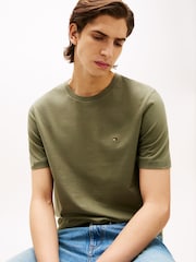 Tommy Hilfiger Green Flag Embroidery Crew Neck T-Shirt - Image 4 of 5