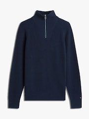 Tommy Hilfiger Blue Fisherman Rib Knit Relaxed Jumper With Wool - Image 5 of 5