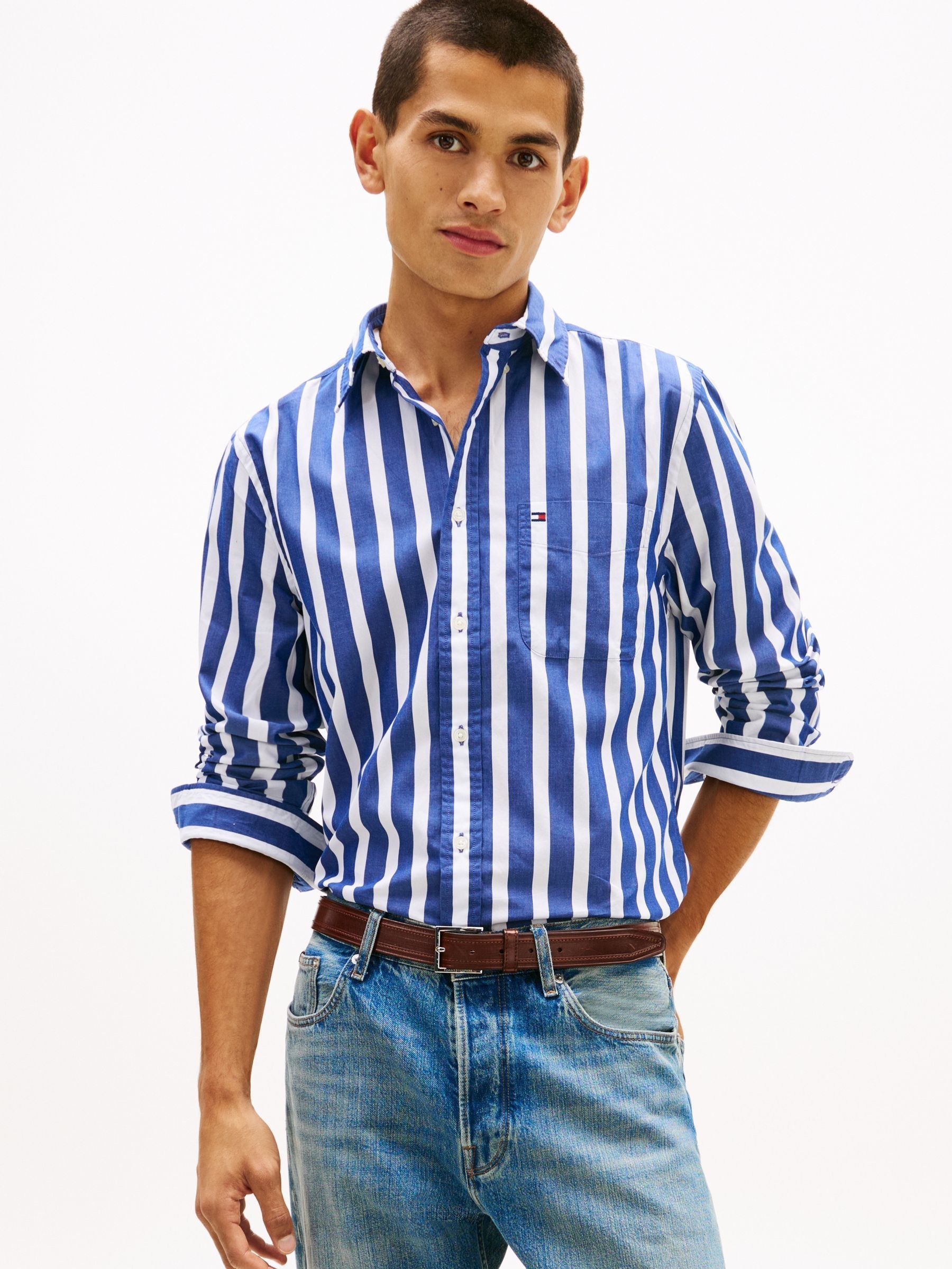 Buy Tommy Hilfiger Blue Flex Regular Fit Stripe Shirt from Next Canada