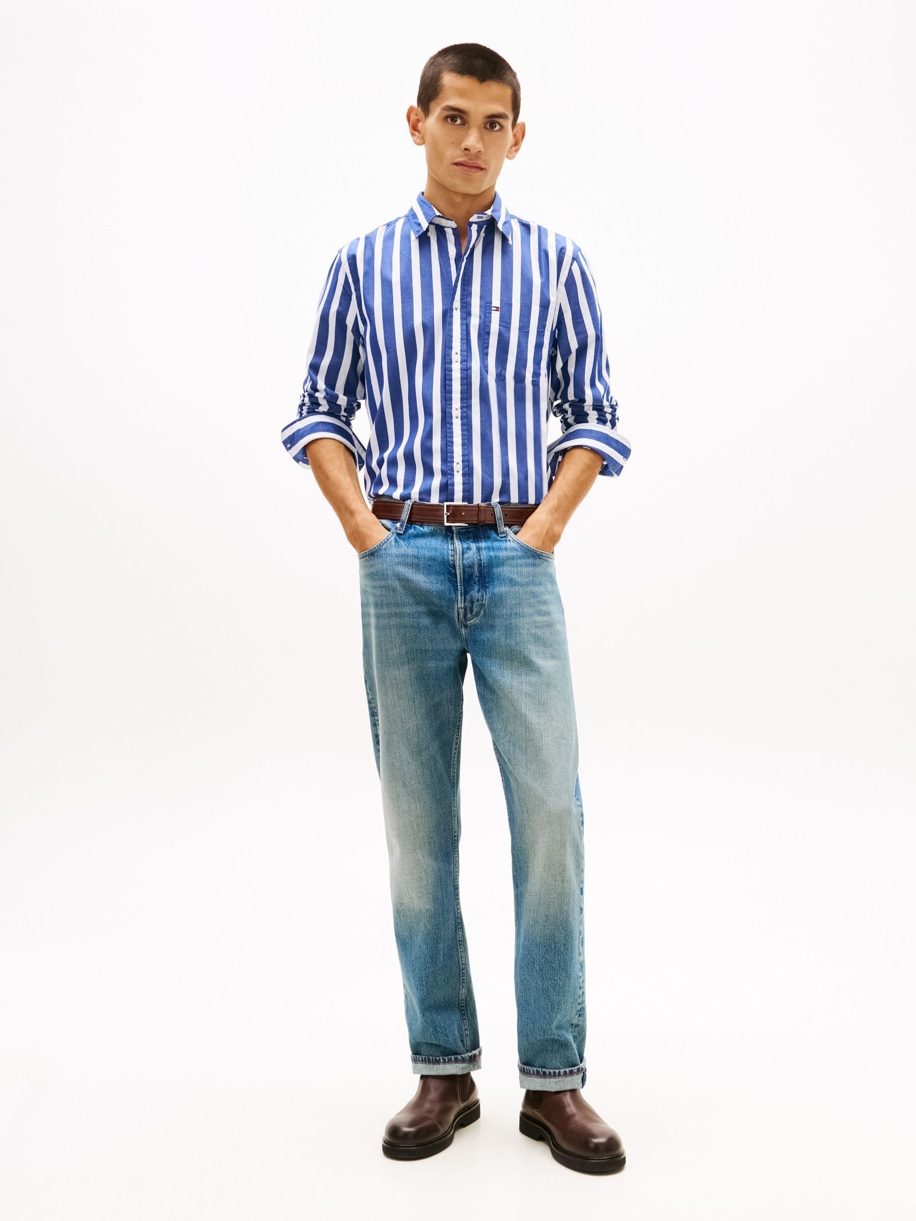 Buy Tommy Hilfiger Blue Flex Regular Fit Stripe Shirt from Next USA