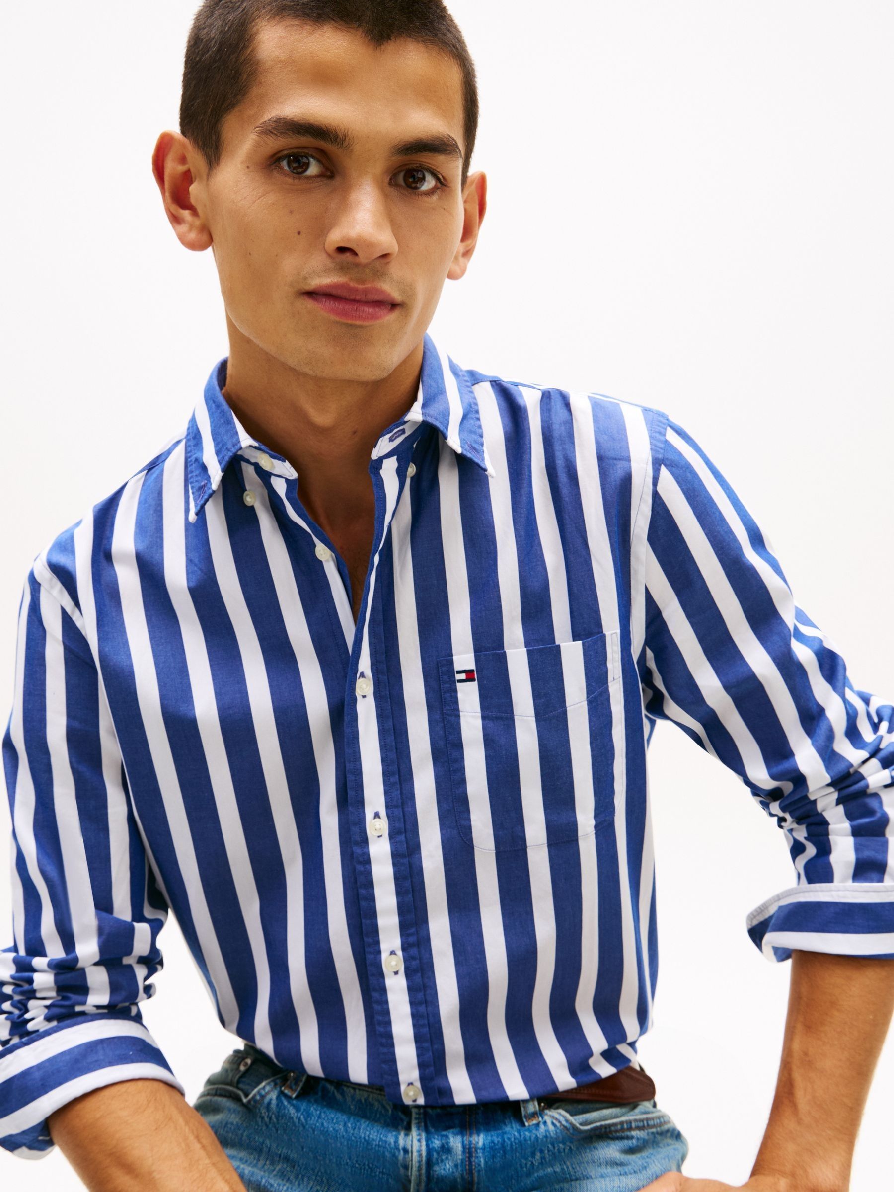 Buy Tommy Hilfiger Blue Flex Regular Fit Stripe Shirt from Next USA