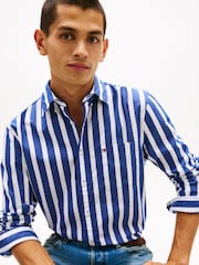 Tommy Hilfiger Blue Flex Regular Fit Stripe Shirt - Image 4 of 5