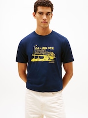Tommy Hilfiger Blue Photo Print Jersey Crew Neck T-Shirt - Image 1 of 5