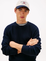 Tommy Hilfiger Blue Relaxed Wool Blend Fisherman Rib-Knit Jumper - Image 4 of 5