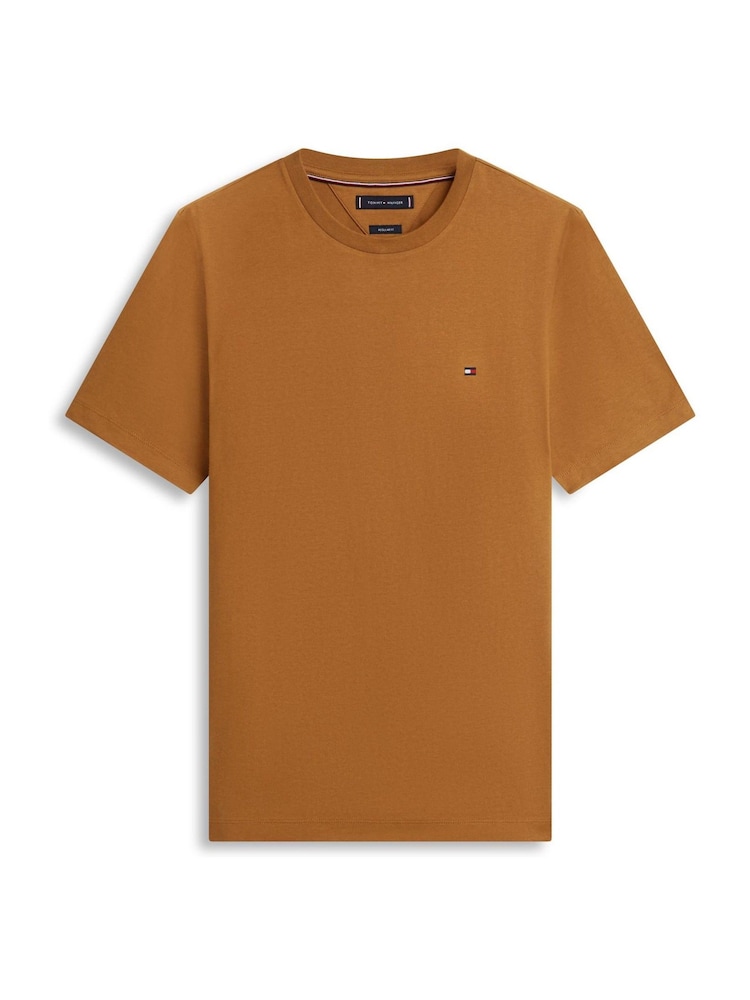Tommy Hilfiger Brown Flag Embroidery Crew Neck T-Shirt - Image 4 of 4 Tommy Hilfiger Brown Flag Embroidery Crew Neck T-Shirt - Image 4 of 4