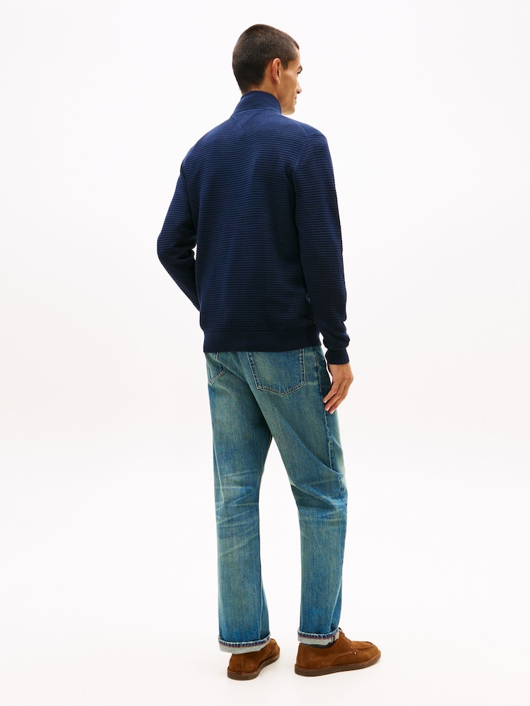 Tommy Hilfiger Light Blue Seasonal Structure Zip Mock Sweat Top - Image 2 of 5