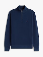 Tommy Hilfiger Light Blue Seasonal Structure Zip Mock Sweat Top - Image 5 of 5