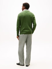 Tommy Hilfiger Green Flag Embroidery Cable Knit Jumper - Image 2 of 5