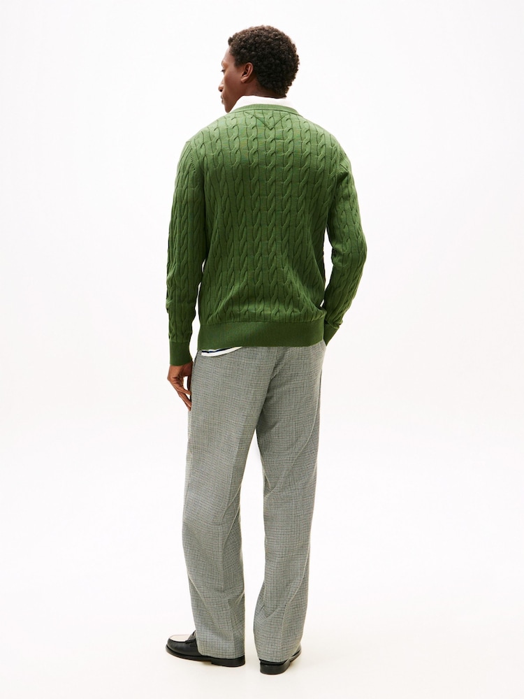Tommy Hilfiger Green Flag Embroidery Cable Knit Jumper - Image 2 of 5