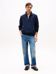 Tommy Hilfiger Blue Performance Quarter Zip Intechno Knit Jumper - Image 4 of 5