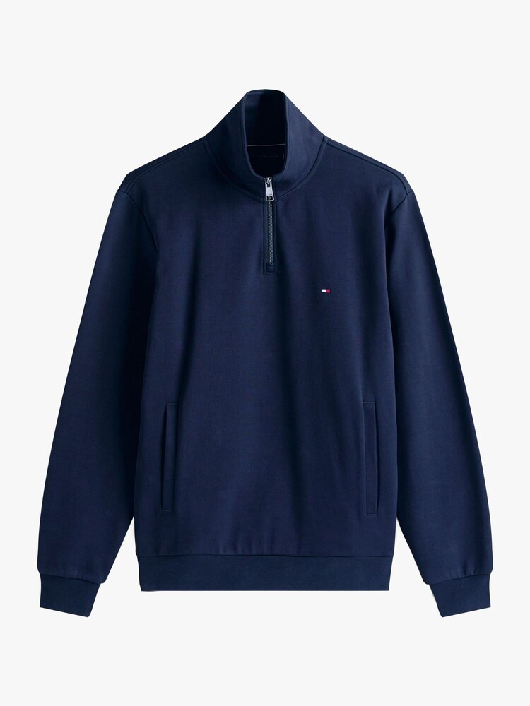 Tommy Hilfiger Blue Performance Quarter Zip Intechno Knit Jumper - Image 5 of 5 Tommy Hilfiger Blue Performance Quarter Zip Intechno Knit Jumper - Image 5 of 5