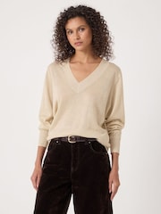 Hush Gold Gracey V-Neck Metallic Jumper - Image 1 of 4