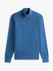 Tommy Hilfiger Blue Seasonal Structure Zip Mock Sweat Top - Image 5 of 5