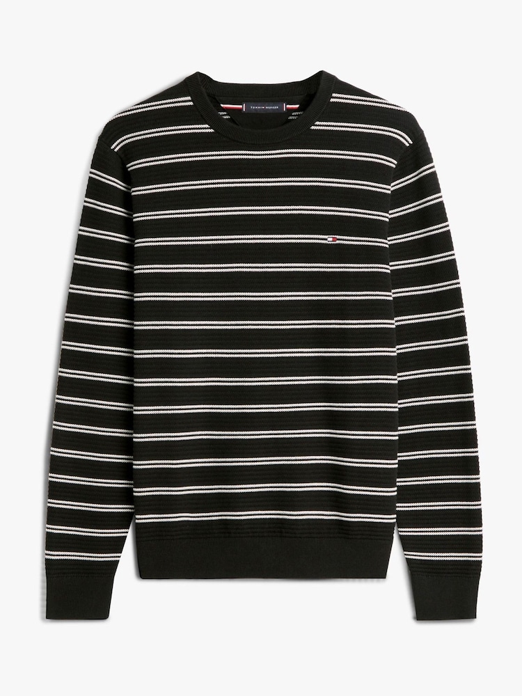 Tommy Hilfiger Black Textured Knit Crew Neck Jumper - Image 5 of 5 Tommy Hilfiger Black Textured Knit Crew Neck Jumper - Image 5 of 5