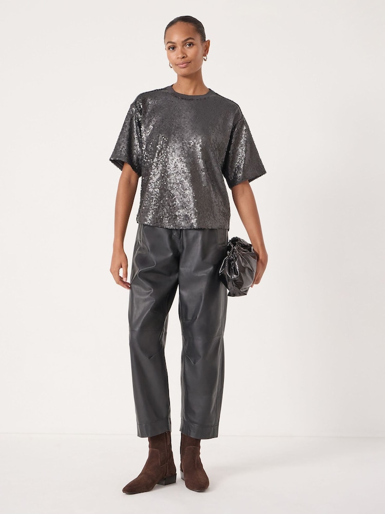 Hush Grey Holly Matte Sequin T-Shirt - Image 2 of 5 Hush Grey Holly Matte Sequin T-Shirt - Image 2 of 5