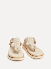 Linzi Cream Jovelle Woven Effect Toe Post Flat Sandals - Image 3 of 6