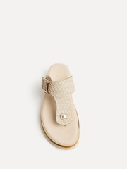 Linzi Cream Jovelle Woven Effect Toe Post Flat Sandals - Image 4 of 6