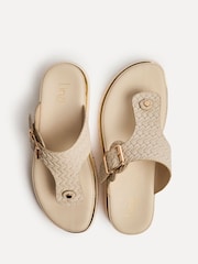 Linzi Cream Jovelle Woven Effect Toe Post Flat Sandals - Image 5 of 6