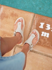 Linzi Cream Jovelle Woven Effect Toe Post Flat Sandals - Image 6 of 6