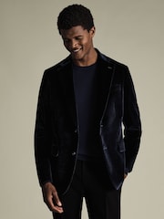 Charles Tyrwhitt Blue Italian Velvet Slim Fit Jacket - Image 2 of 5