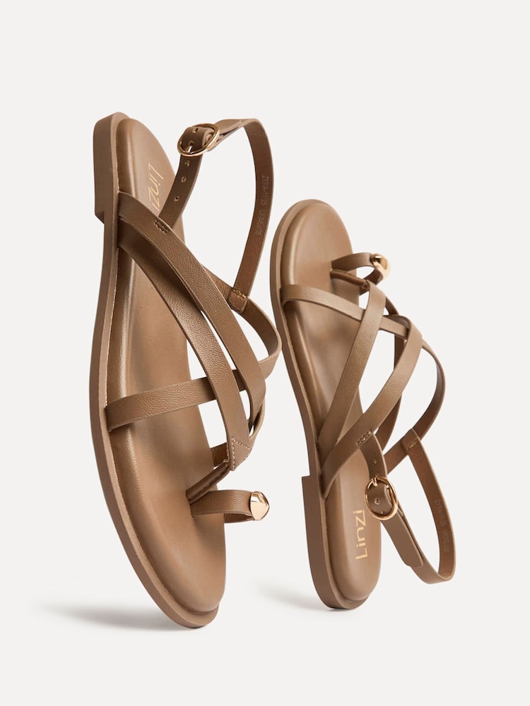 Linzi Brown Zyra Strappy Toe Ring Flat Sandals - Image 5 of 5
