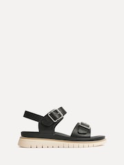 Linzi Black Karis Double Buckle Flat Sandals - Image 2 of 5