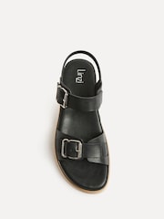 Linzi Black Karis Double Buckle Flat Sandals - Image 4 of 5