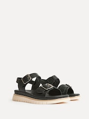 Linzi Black Karis Double Buckle Flat Sandals - Image 5 of 5