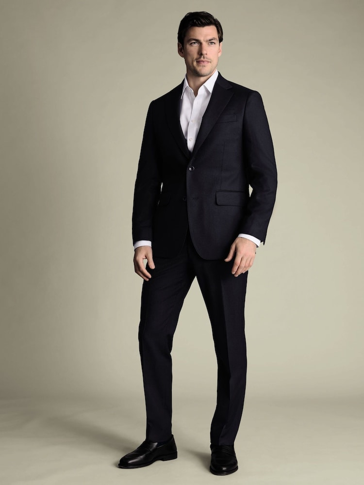 Azul - Charles Tyrwhitt Forest Puppytooth Slim Fit Italian Suit Trousers - Imagen 1 de 5
