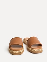 Linzi Brown Stay Raffia Flatform Mule Sandals - Image 3 of 6