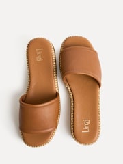 Linzi Brown Stay Raffia Flatform Mule Sandals - Image 5 of 6