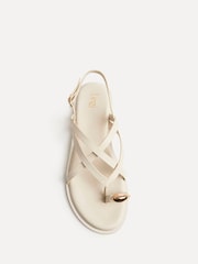 Linzi Cream Zyra Strappy Toe Ring Flat Sandals - Image 4 of 4