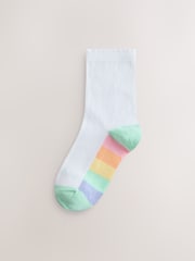 Little Bird by Jools Oliver Back to School Bright Rainbow Sole Crew Socks 5 Pack - Image 3 of 8