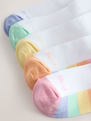 Little Bird by Jools Oliver Back to School Bright Rainbow Sole Crew Socks 5 Pack - Image 7 of 8